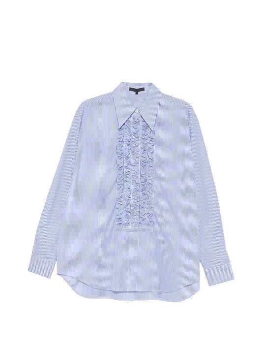 "Striped Shirting Easy Tuxedo" Shirt