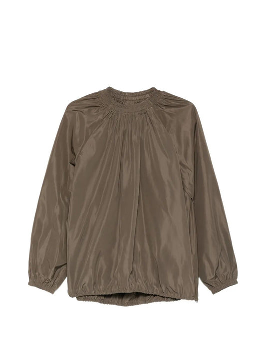"Italian Sporty Nylon Shirred Anorak" Top