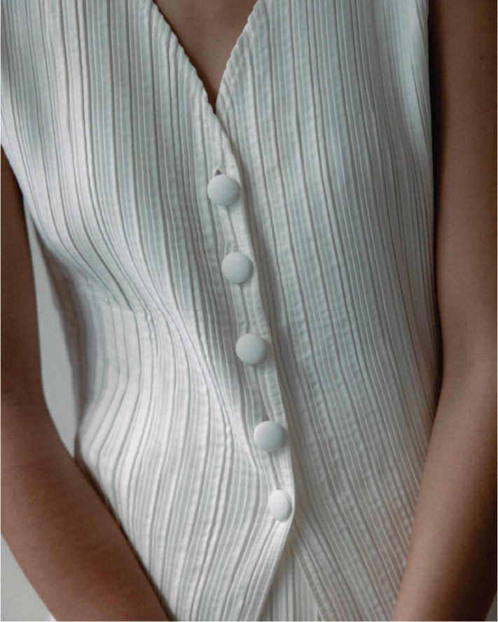 "Denim Pleated" Vest