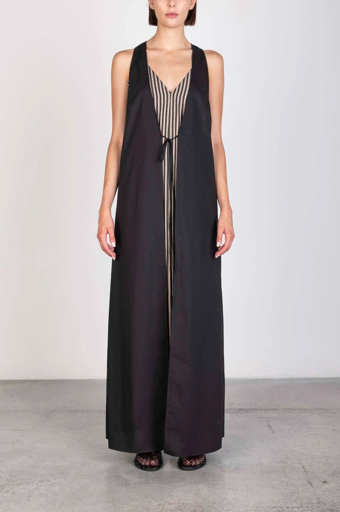 "Tailored Stripes" Dress With Vest