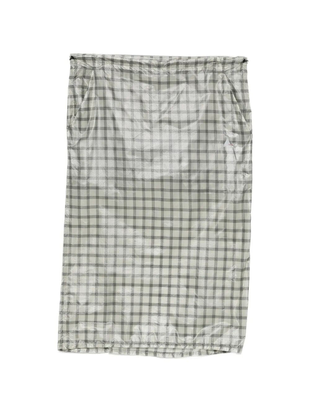"Nia See Through Printed Check" Mid Skirt