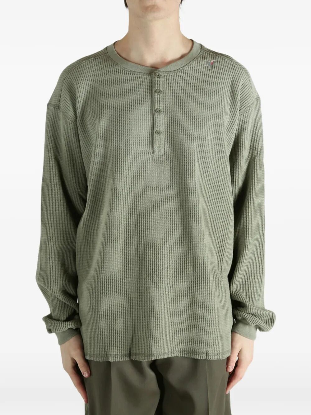 "Bee Sun Faded Organic Waffle Serafino" Long Sleeve