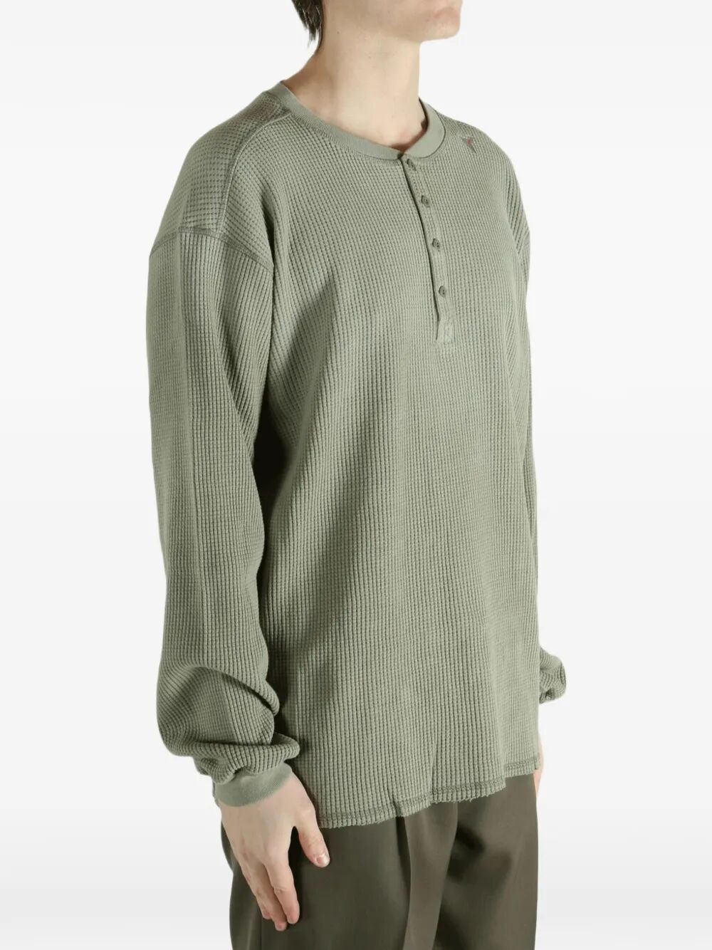 "Bee Sun Faded Organic Waffle Serafino" Long Sleeve