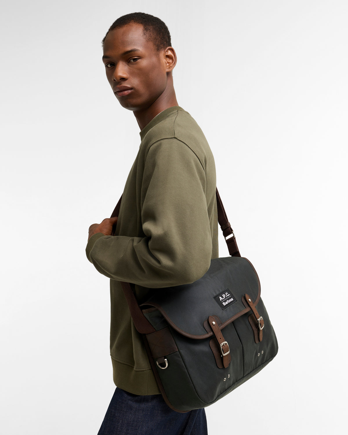 Barbour X A.P.C. Waxed Tarras Bag