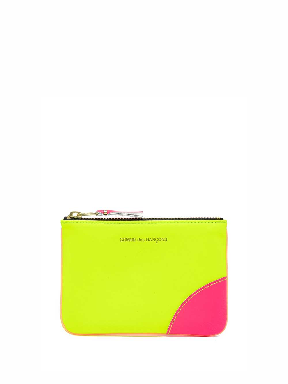 Mini Purse In Leather With Super Fluo Zip