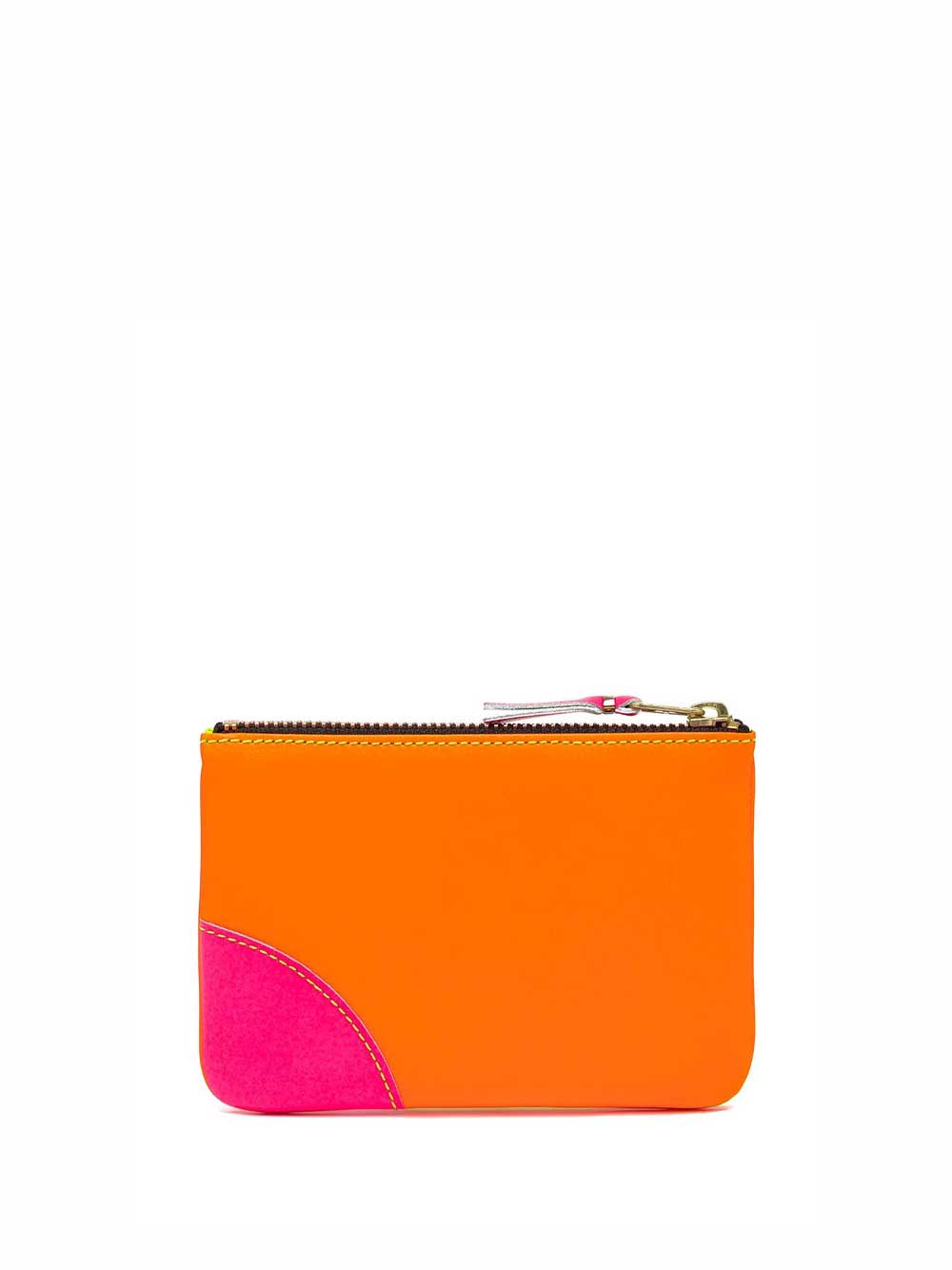 Mini Purse In Leather With Super Fluo Zip