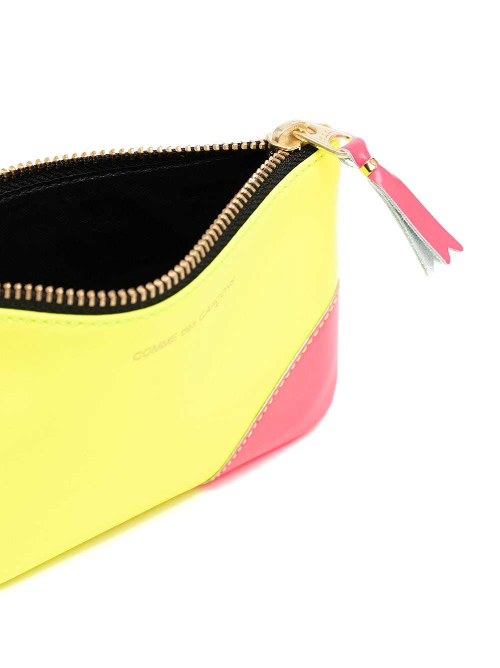 Mini Purse In Leather With Super Fluo Zip