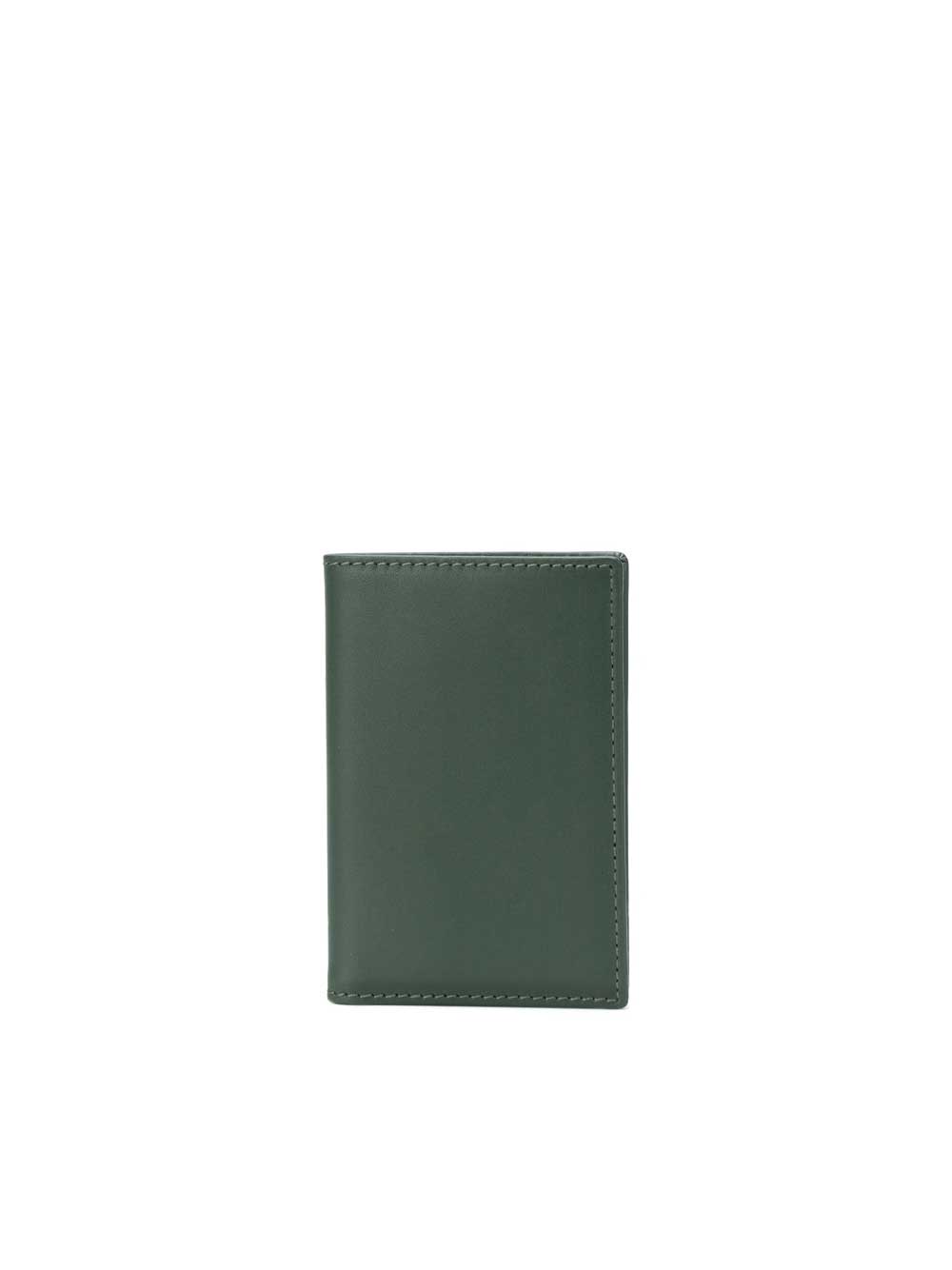 Card Holder In Bottle Green Leather