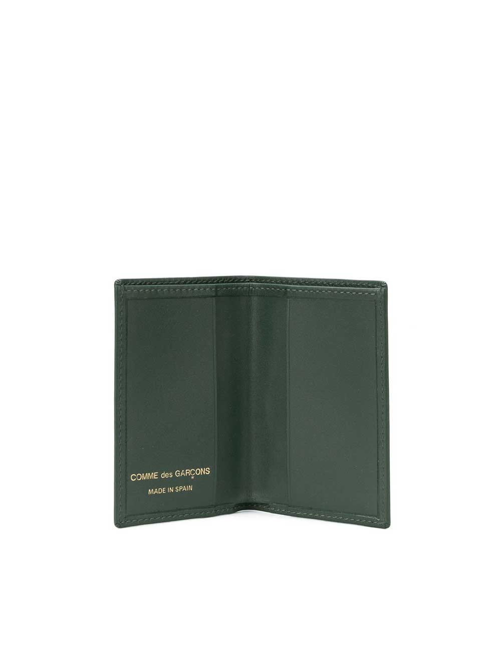 Card Holder In Bottle Green Leather