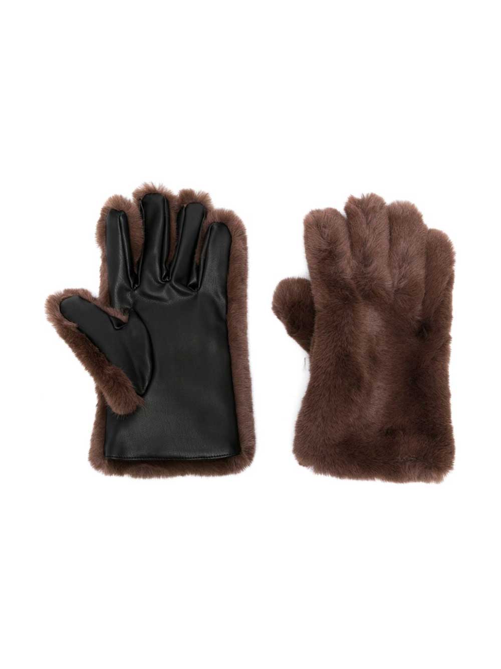 Gloves In Soft Brown Synthetic Fur