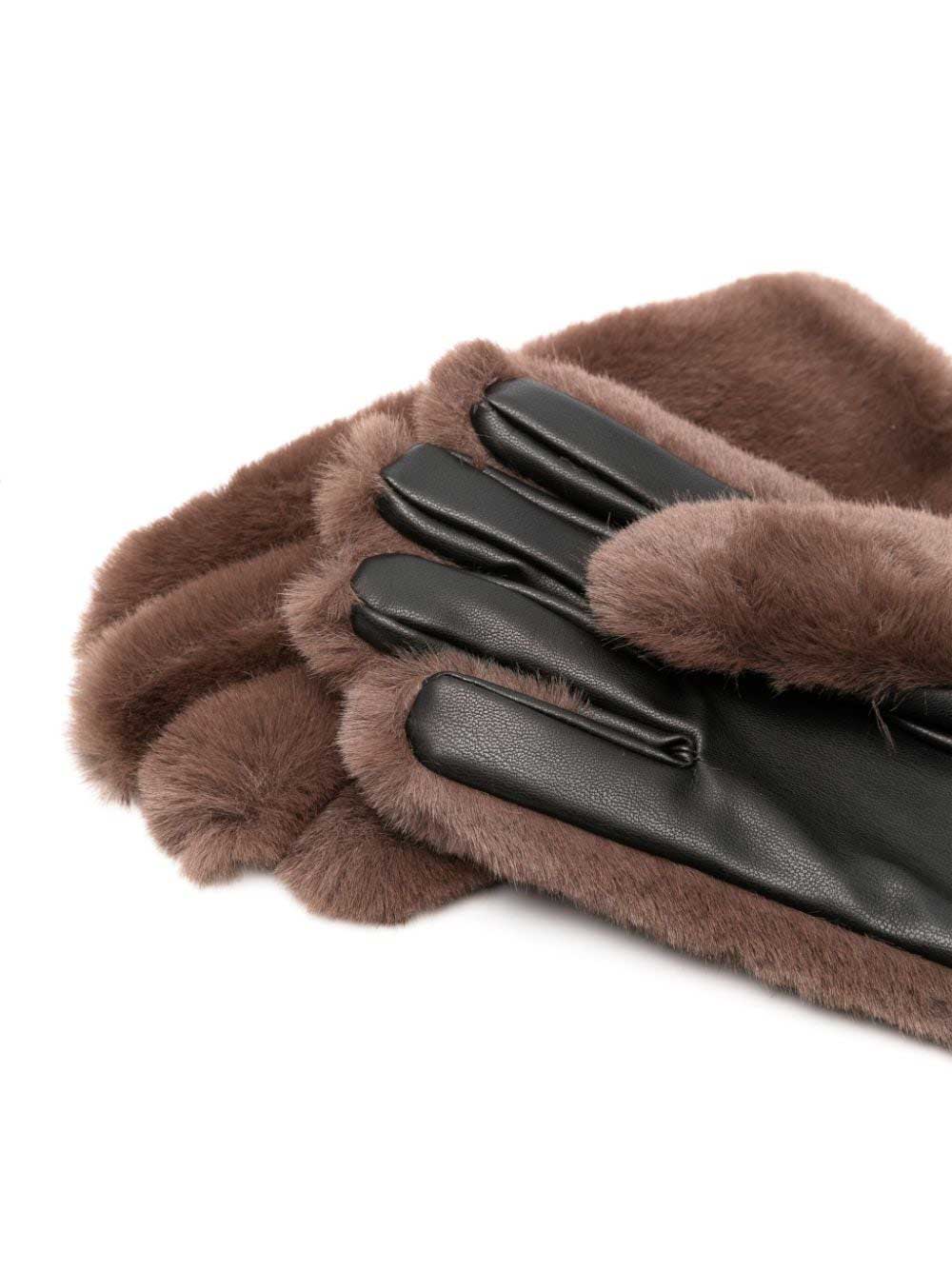 Gloves In Soft Brown Synthetic Fur