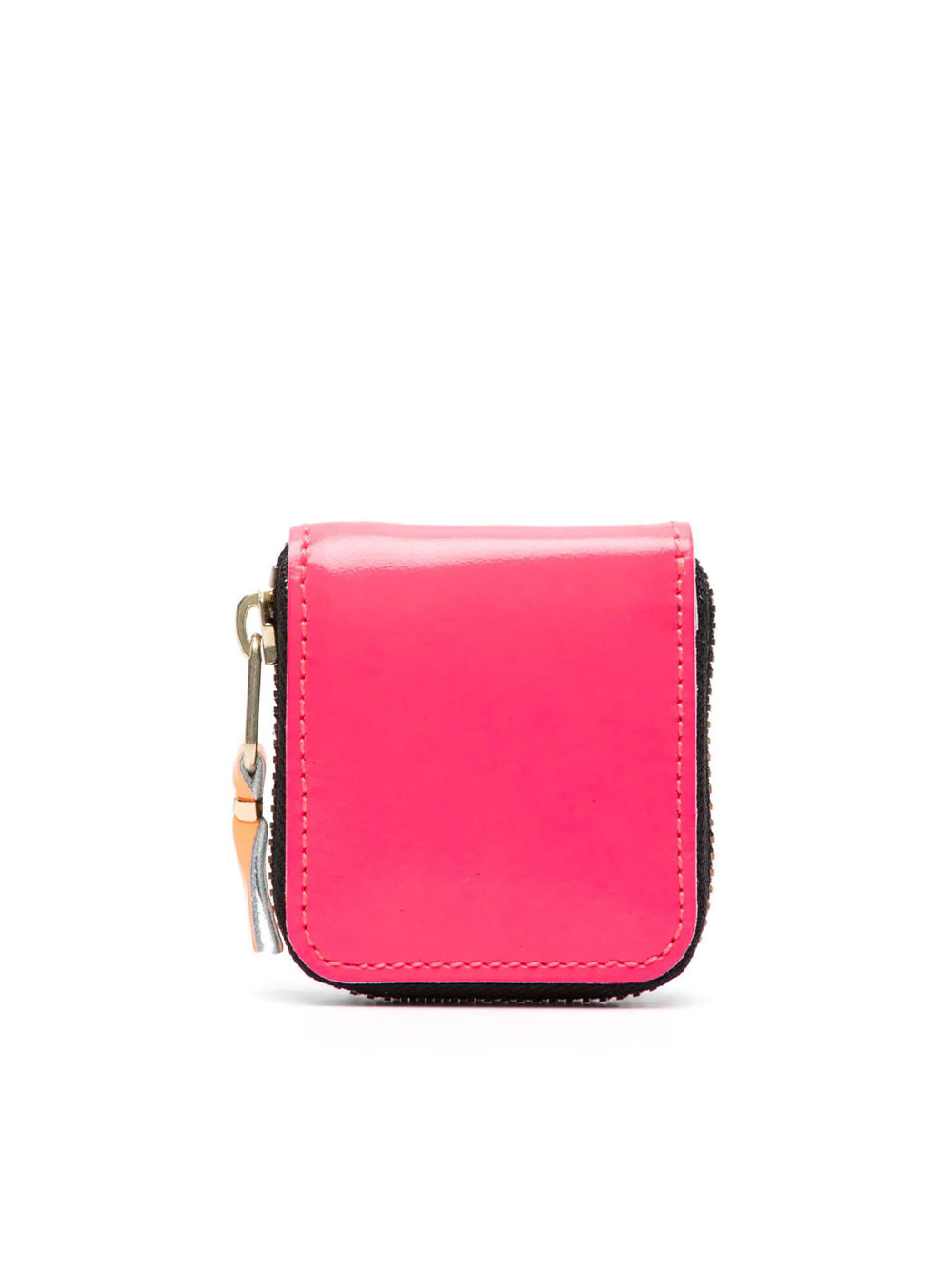 Mini Portamonete In Pelle Con Zip Fluo Rosa