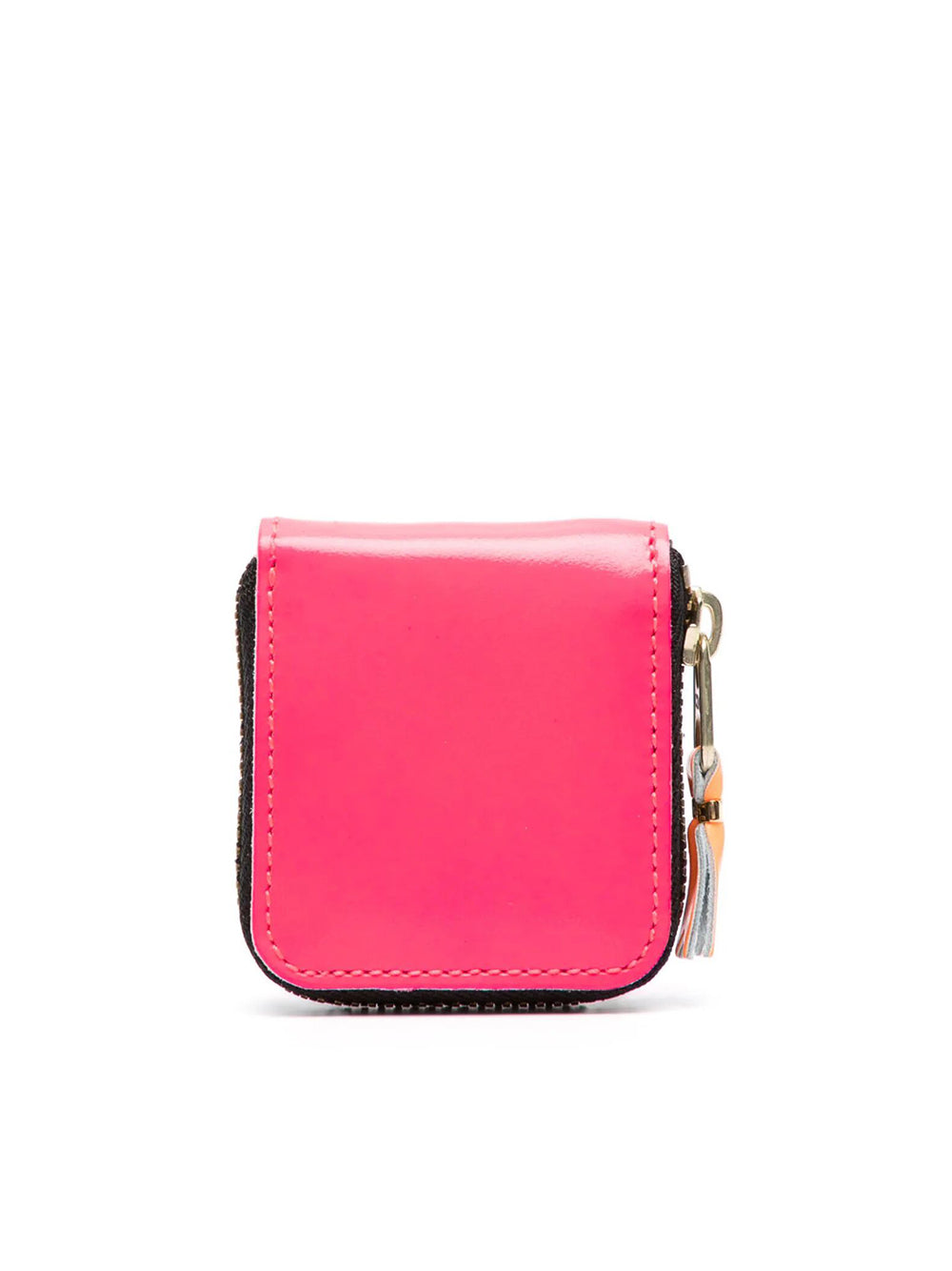 Mini Portamonete In Pelle Con Zip Fluo Rosa