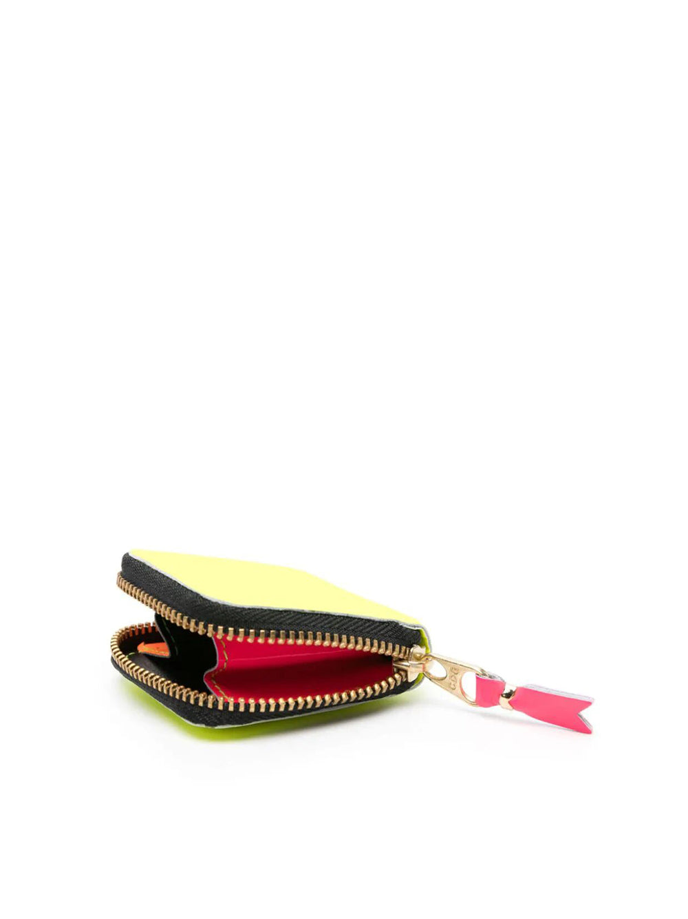 Mini Leather Coin Purse With Zip Fluo Yellow