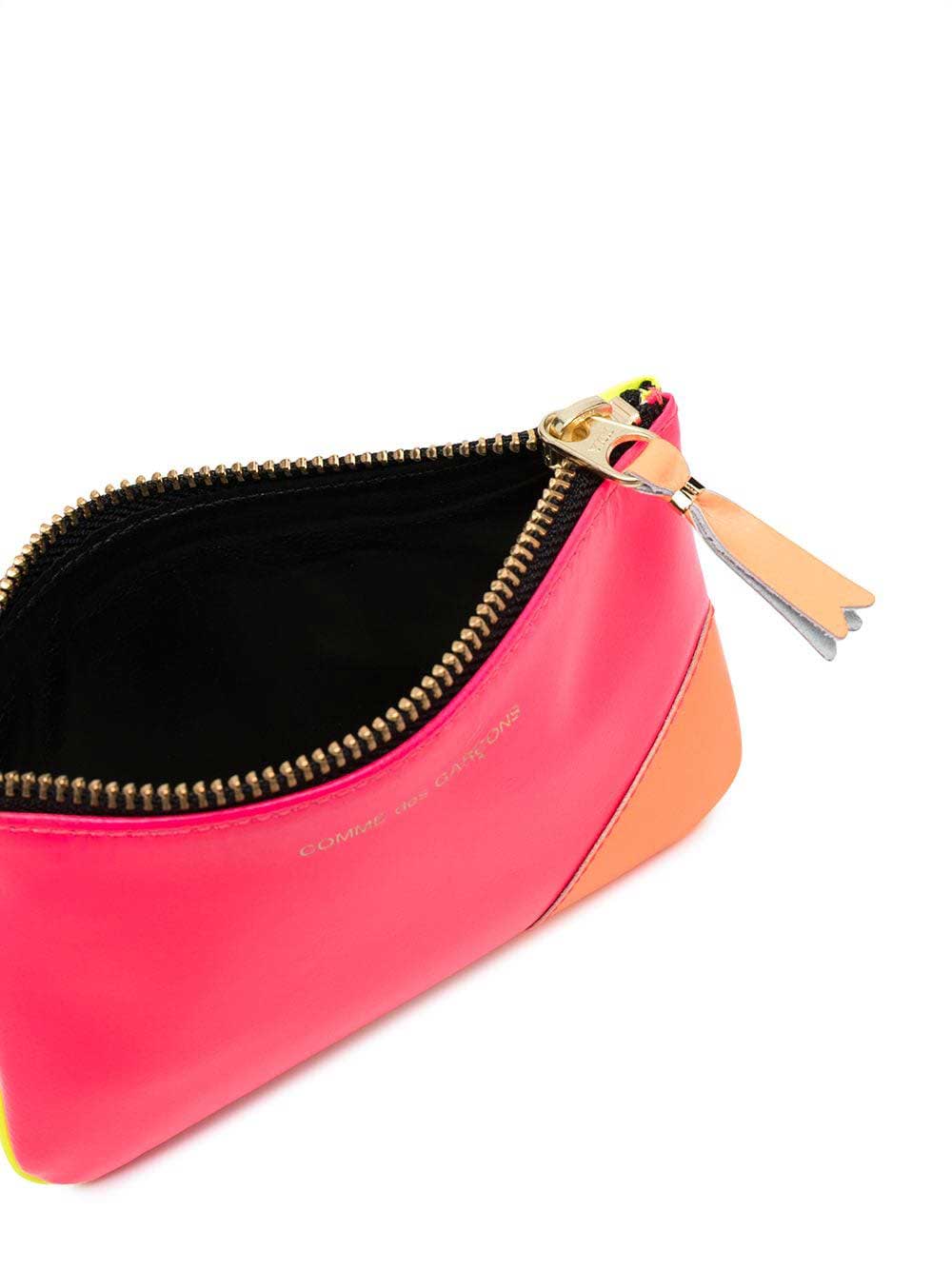 Mini Purse In Leather With Super Fluo Zip